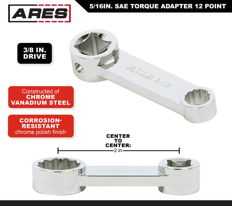 ARES 43017 – 5/16-Inch 12-Point Box End Torque Adapter Extension – 3/8-Inch Drive - 2-Inch Extension for Torquing in Hard to Reach Places – Chrome Vanadium Steel Construction - Image 2