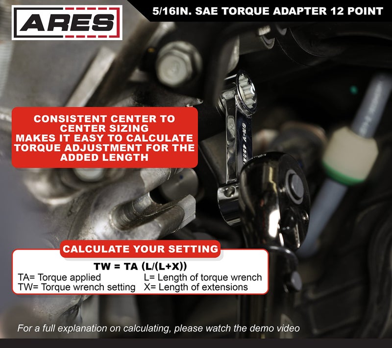 ARES 43017 – 5/16-Inch 12-Point Box End Torque Adapter Extension – 3/8-Inch Drive - 2-Inch Extension for Torquing in Hard to Reach Places – Chrome Vanadium Steel Construction - Image 3