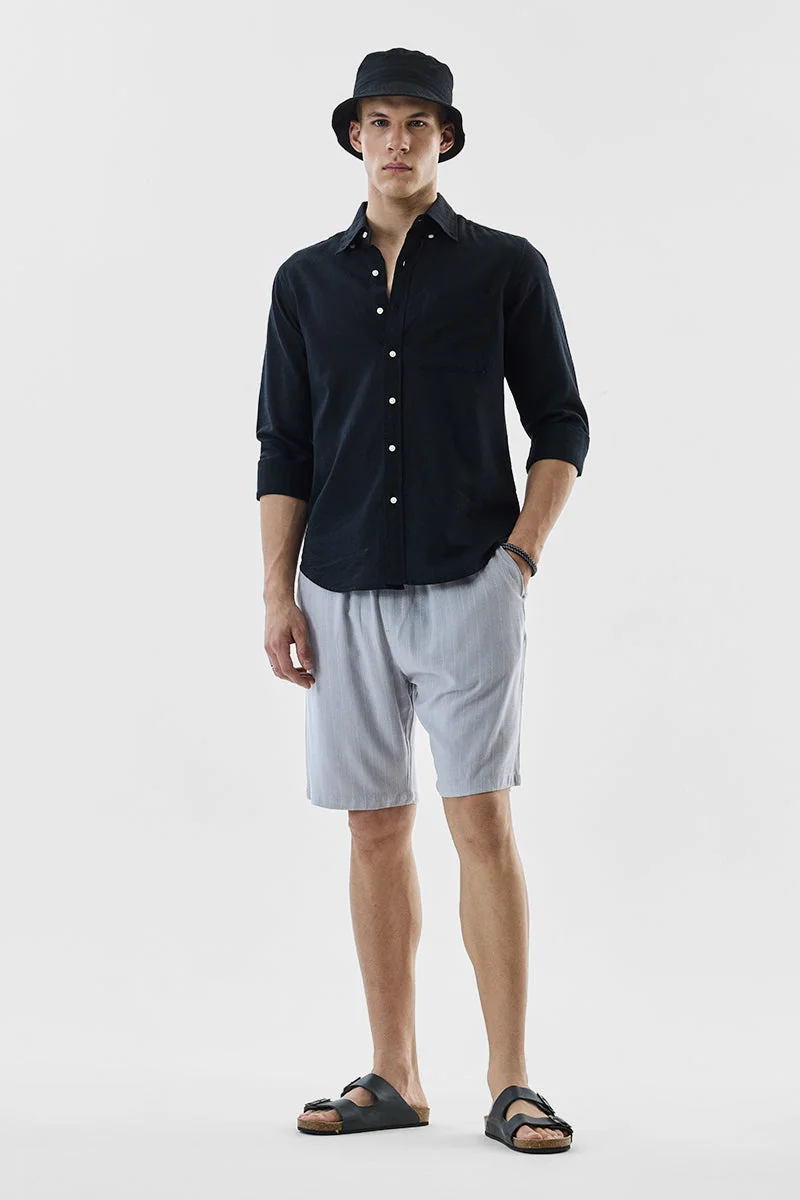 سنيتش Light Grey Striped Regular Fit Shorts