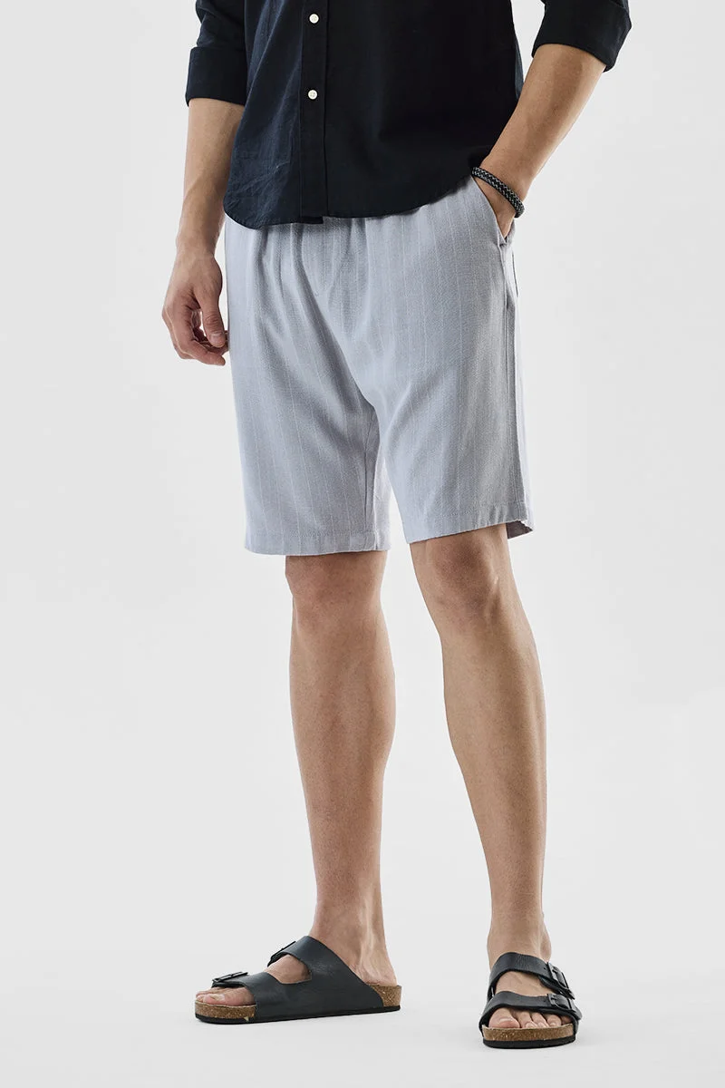 سنيتش Light Grey Striped Regular Fit Shorts