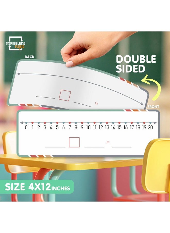 Scribbledo Dry Erase Number Line For Students 4”X12” Small White Board Dry Erase Sheets Math Manipulatives Number Lines For Classroom Supplies Teacher Pack 10 Sheets  - Image 3