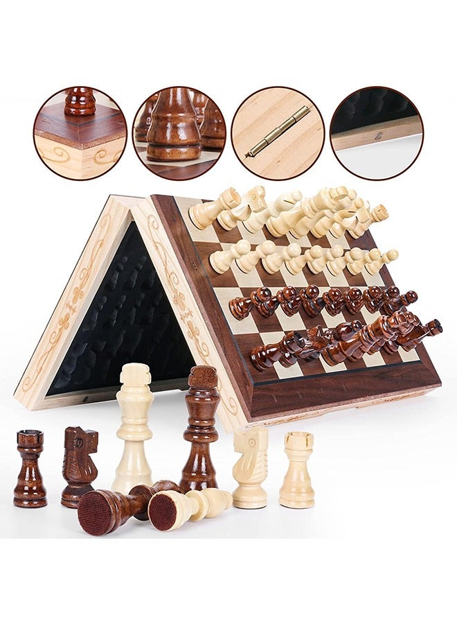 Magnetic Wooden Chess Set with Folding Chess Board, 15 Inch Portable Travel Chess Board Game Sets, Board Game for Adults and Kids with 24 Checkers Pieces Extra and 2 Extra Queens (Checkers and Chess - Image 5