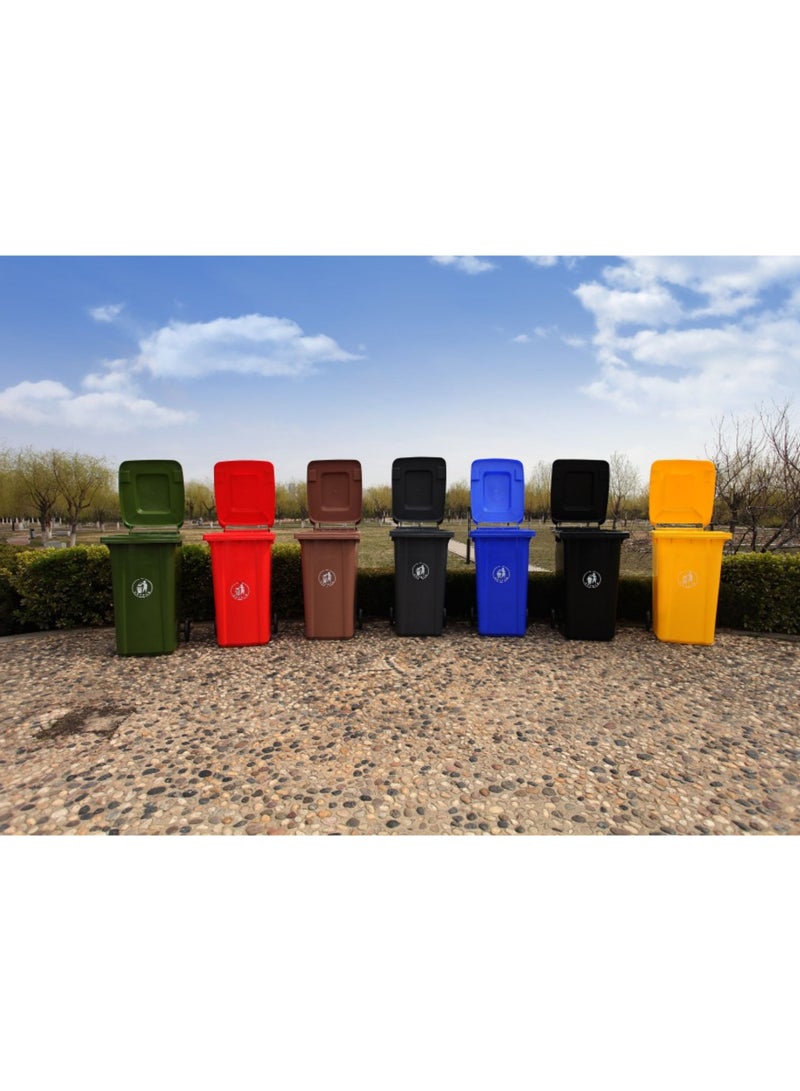 Amber Home Plastic Trash Bin Garbage Bin Outdoor Large Recycling bin 120 Liter Commercial Waste Bin Wheeled Trash Can with Lid Dustbin for Kitchen Schools Offices Restaurants Parks Roadsides Green - Image 5