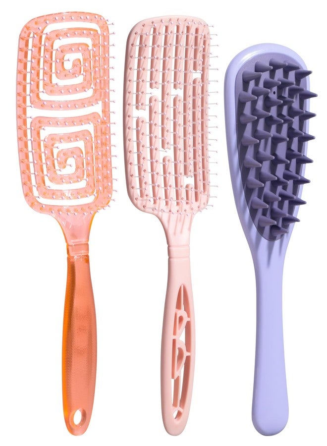 NVTED 3 PCS Hair Comb Set Beauty Hairbrush Wet and Dry, Silicone Scalp Scrubber Wet Hair Brush Shower Detangler For Women, Men - Image 1