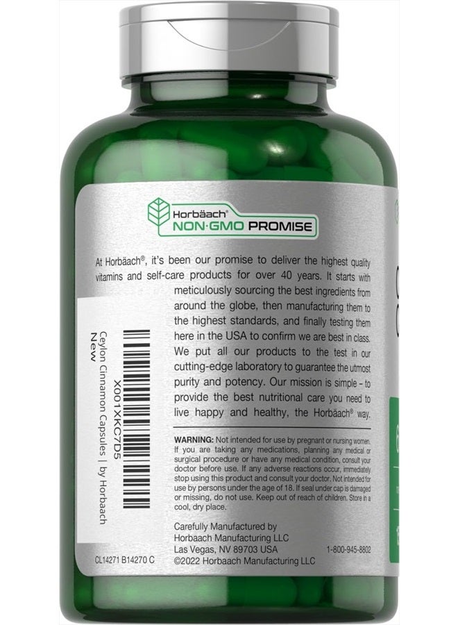 Horbaach Ceylon Cinnamon Capsules | 6000 mg | 150 Count | Non-GMO & Gluten Free Supplement - Image 3
