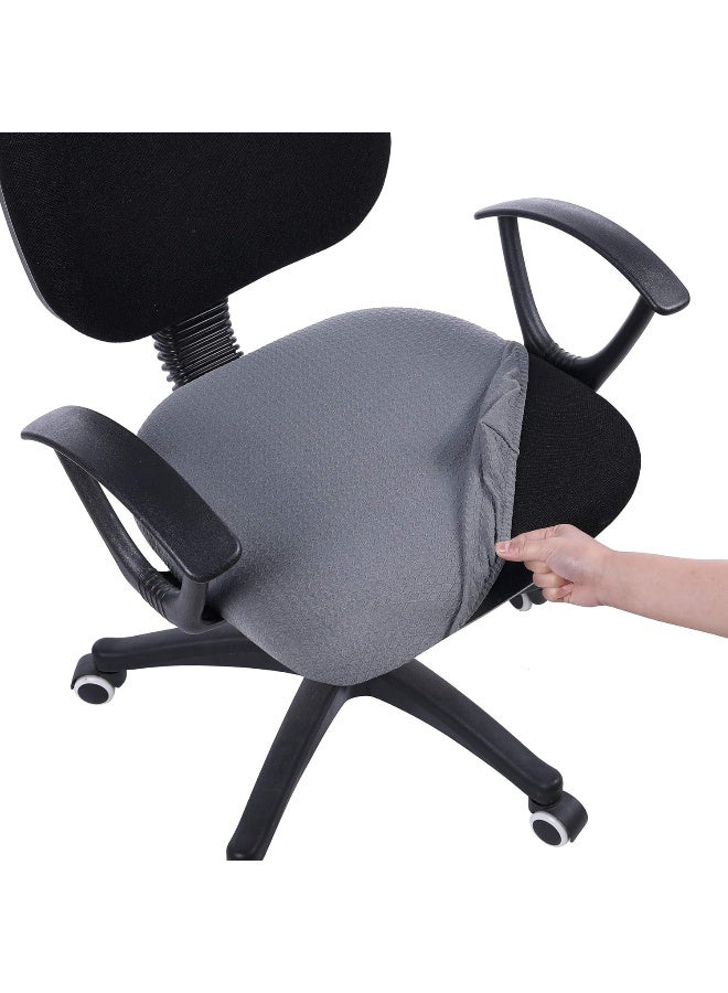 smiry Stretch Jacquard Office Computer Chair Seat Covers, Removable Washable Anti-dust Desk Chair Seat Cushion Protectors - Grey - Image 1