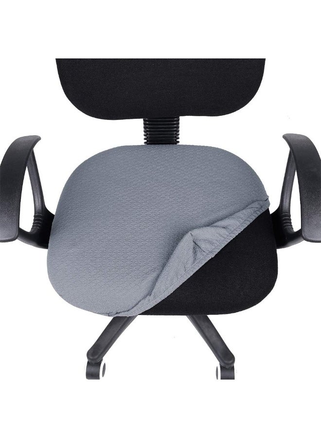smiry Stretch Jacquard Office Computer Chair Seat Covers, Removable Washable Anti-dust Desk Chair Seat Cushion Protectors - Grey - Image 4