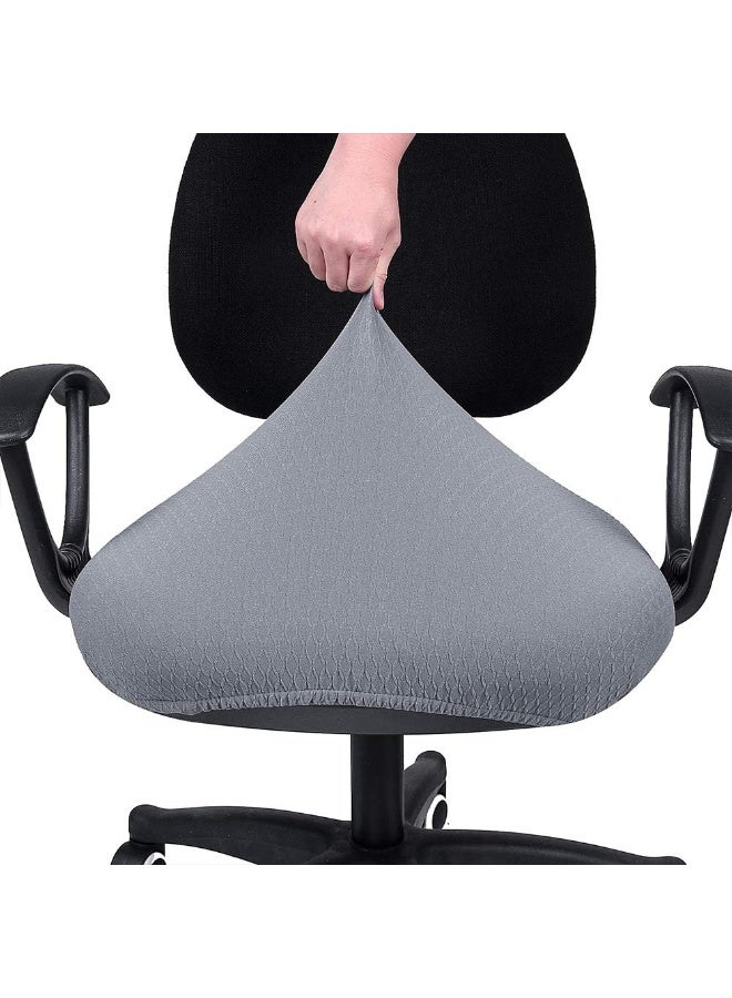 smiry Stretch Jacquard Office Computer Chair Seat Covers, Removable Washable Anti-dust Desk Chair Seat Cushion Protectors - Grey - Image 5