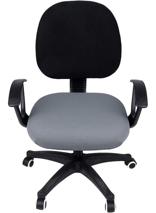 smiry Stretch Jacquard Office Computer Chair Seat Covers, Removable Washable Anti-dust Desk Chair Seat Cushion Protectors - Grey - Image 3