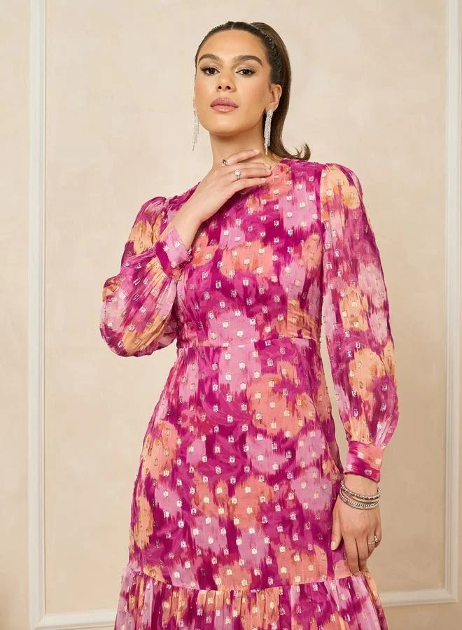 Styli Floral Tiered Midi Dress