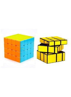 D ETERNAL D ETERNAL Speed Cube Combo Set of 4x4 Stickerless and Gold Mirror Stickered Cubes Puzzle Combo (4x4 Cube +Mirror Cube)  - Image 1