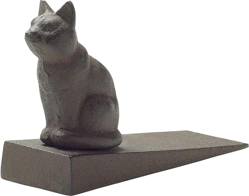 Comfify Vintage Cast Iron Cat Door Stop – One Decorative Wedge with Felt Bottom – Rust Brown Finish - Image 1
