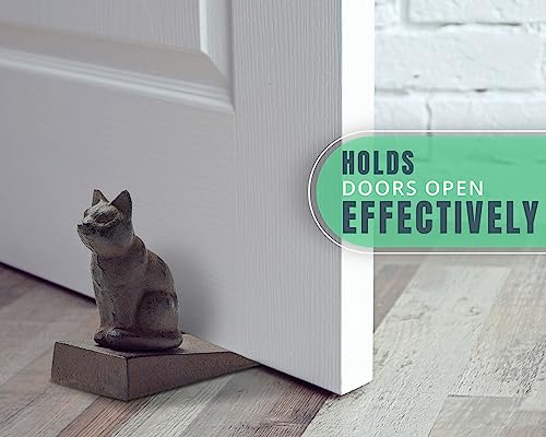 Comfify Vintage Cast Iron Cat Door Stop – One Decorative Wedge with Felt Bottom – Rust Brown Finish - Image 5