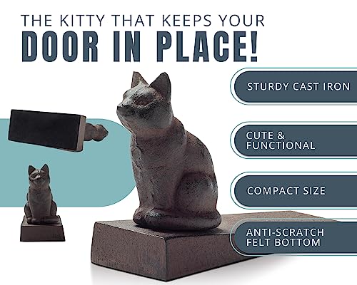 Comfify Vintage Cast Iron Cat Door Stop – One Decorative Wedge with Felt Bottom – Rust Brown Finish - Image 2