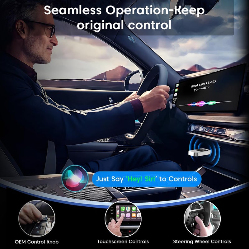 Sounce 2-in-1 Wireless Car Adapter – Converts OEM Wired Android Auto & Apple CarPlay to Wireless, Compact Plug-and-Play Bluetooth Receiver for Cars with Factory-Installed Wired CarPlay – Black - Image 4