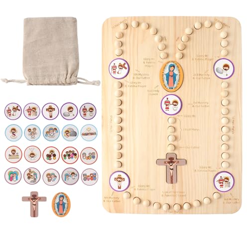 Brilucky Wooden Rosary Board Catholic Gifts for KidsCatholic Toys to Learn for Pray The RosaryChristian Board Games GiftCatholic Baptism Christening Gifts for GirlsFirst Holy Communion Gifts for Boys - Image 1