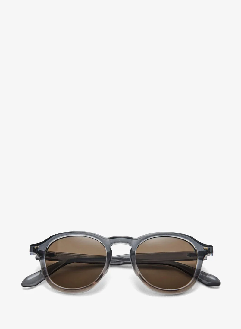 Mango Man 99-NEGRO Semi-Transparent Round Sunglasses for Men | Best Price UAE