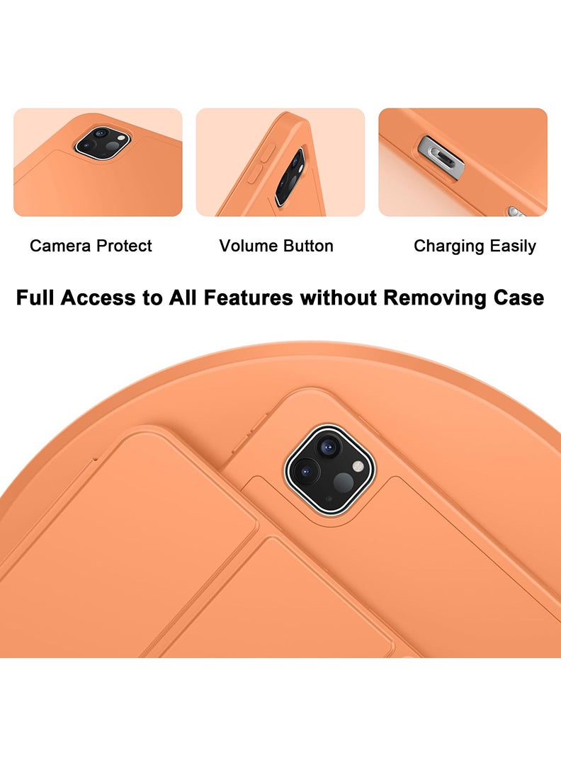 Theodor iPad Pro 11 Inch M4 2024 Case (5th Gen) with Pencil Holder, Smart iPad Case With Pencil Holder Slim Tablet Cover with Soft TPU Back, Auto Wake/Sleep Orange - Image 3