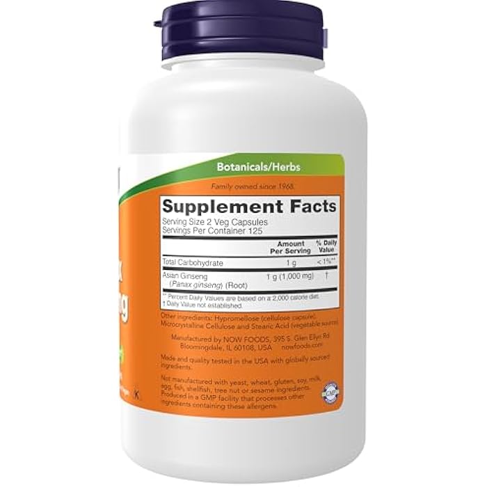 NOW Foods Supplements, Panax Ginseng (Root) 500 mg, Adaptogenic Herb*, 250 Veg Capsules - Image 2
