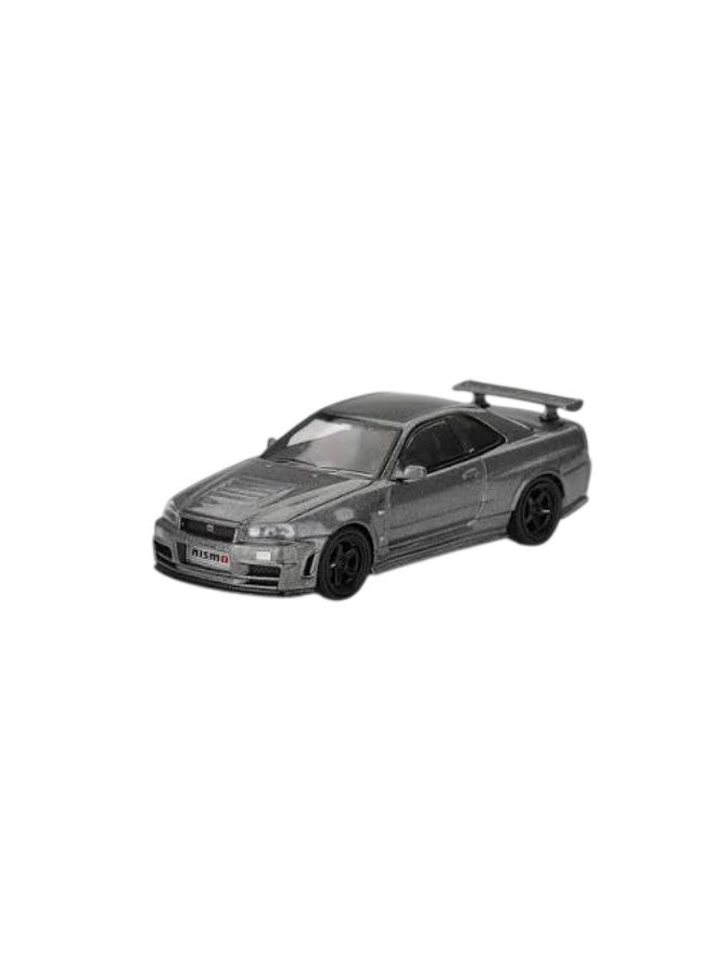 Mini GT Models سيارة موديل مصبوبة ميني جي تي 1:64 نيسان سكايلاين جي تي-آر (BNR34) نيسمو سي آر إس، رمادي معدني داكن، #1160 - Image 1