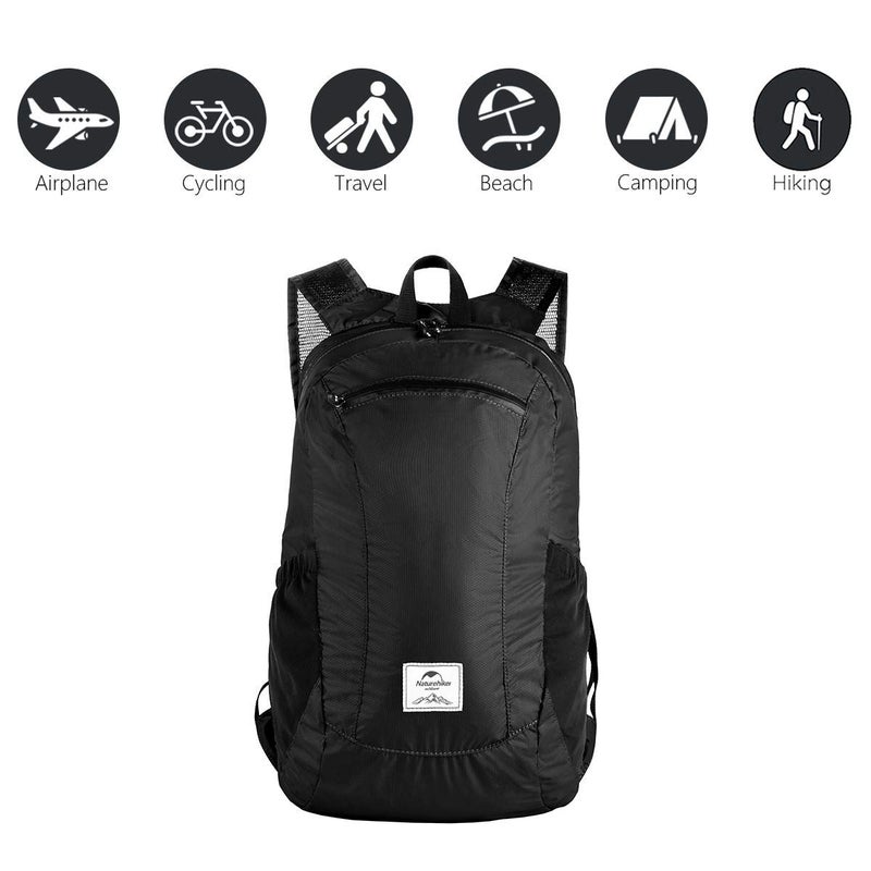 Naturehike 18L Lightweight Hiking Backpack, Waterproof Camping Packable Backpack Ultralight for Travel, Airplane, Small Hiking Daypack for Adults, Black - Image 5