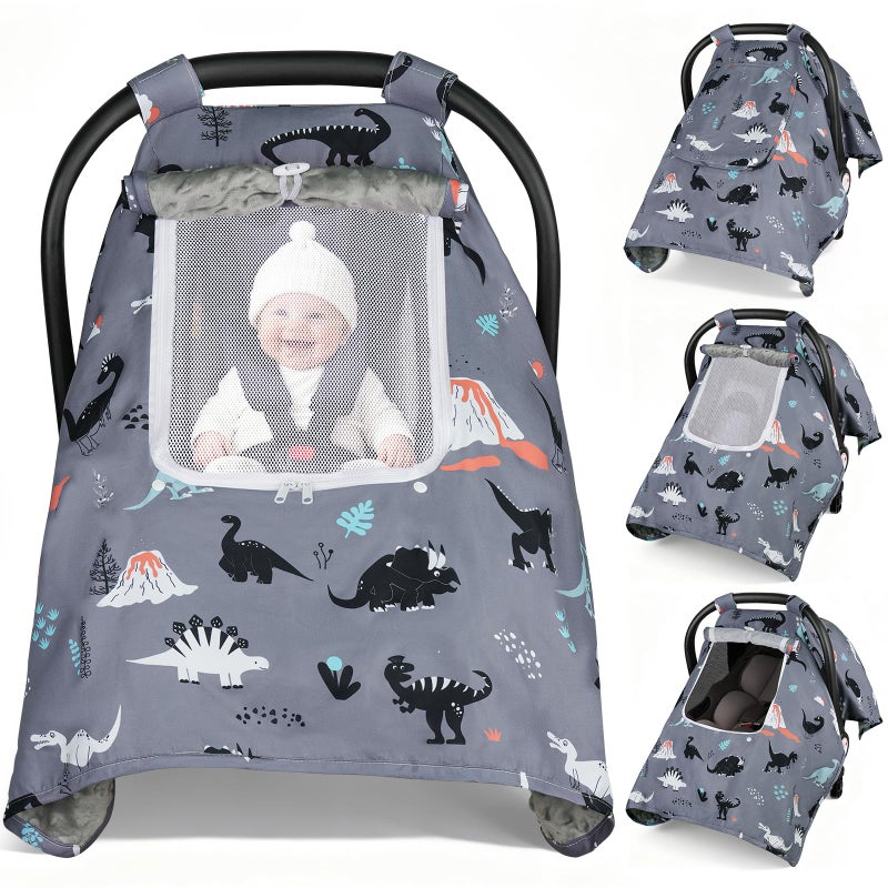Bnditeu Car Seat Cover Baby  Carseat Covers Baby With 2 Layers Breathable Zipper Windows  Windproof Infant Car Seat Cover  Kick-Proof Baby Carrier Cover For Baby Boy Newborn Essentials - Image 1