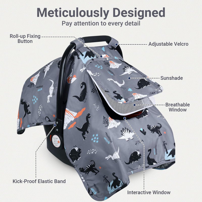 Bnditeu Car Seat Cover Baby  Carseat Covers Baby With 2 Layers Breathable Zipper Windows  Windproof Infant Car Seat Cover  Kick-Proof Baby Carrier Cover For Baby Boy Newborn Essentials - Image 3