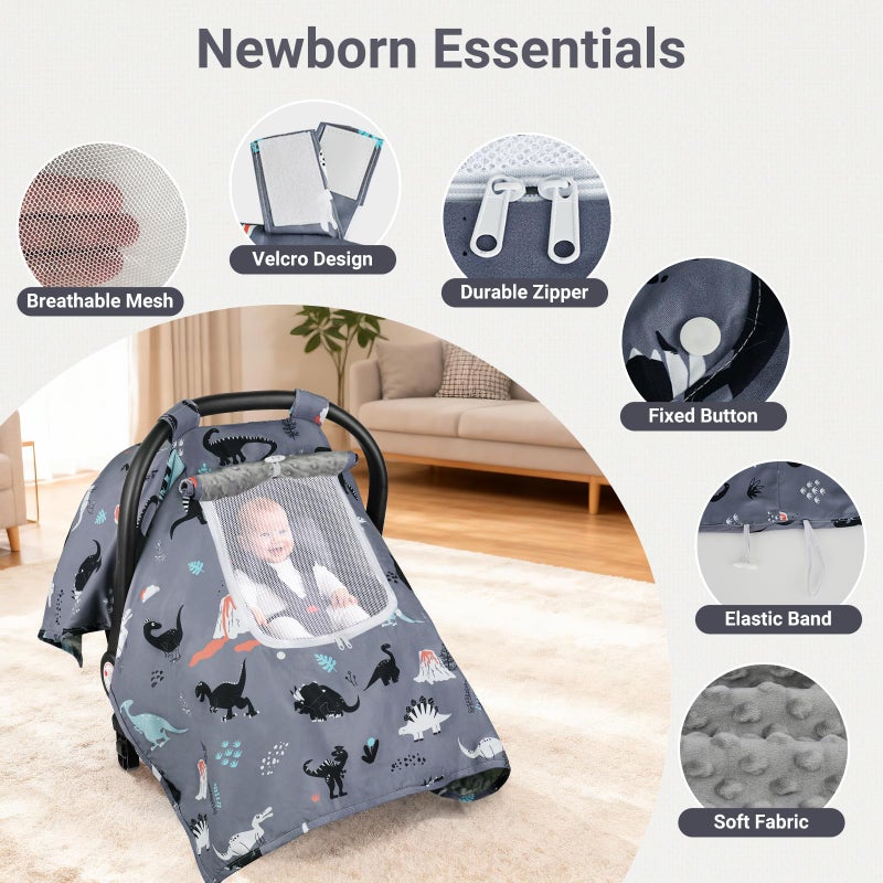 Bnditeu Car Seat Cover Baby  Carseat Covers Baby With 2 Layers Breathable Zipper Windows  Windproof Infant Car Seat Cover  Kick-Proof Baby Carrier Cover For Baby Boy Newborn Essentials - Image 4