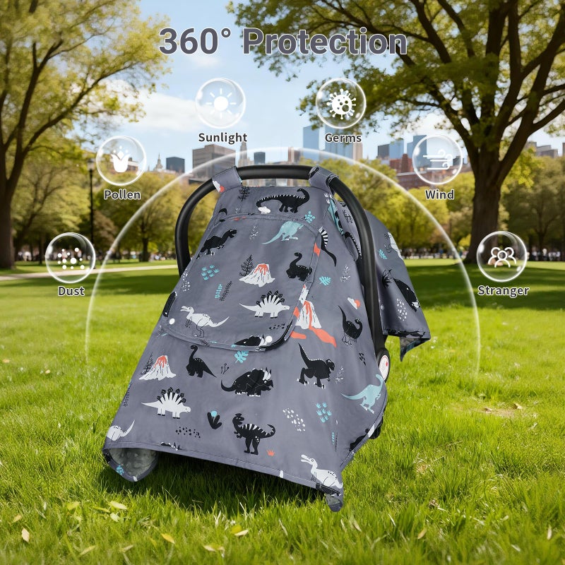 Bnditeu Car Seat Cover Baby  Carseat Covers Baby With 2 Layers Breathable Zipper Windows  Windproof Infant Car Seat Cover  Kick-Proof Baby Carrier Cover For Baby Boy Newborn Essentials - Image 5