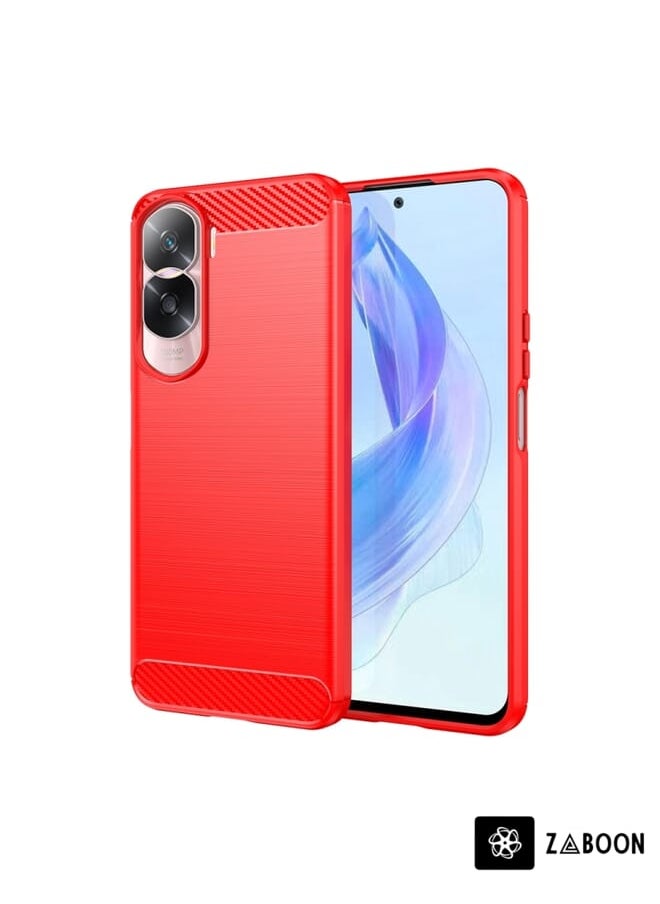 Zaboon غطاء حماية لهاتف Honor 90 Lite مصنوع من ألياف الكربون TPU بملمس ناعم  - Image 1