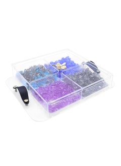 Life Smile Serving Tray Platter with Removable Dishes - Acrylic Spill Proof Countertop Decorative Tray With Leather Handle For Appetizer, Sweets, Candy, Nuts tray with Lid (4 Containers)  - Image 1