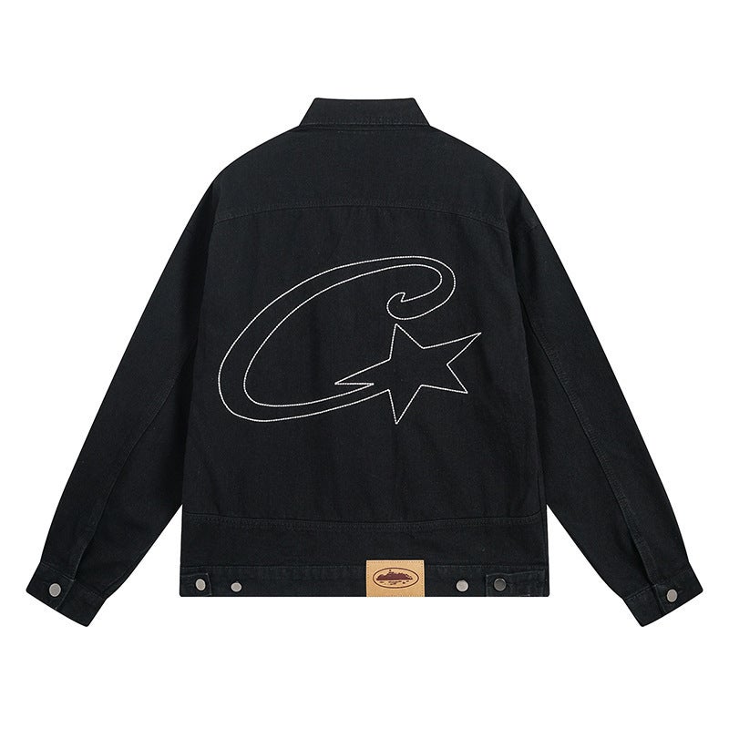 American Fashion Alcatraz Casual Suit High Street Men And Women Couple Trendy Denim Jacket Casual Denim Pants - Image 3