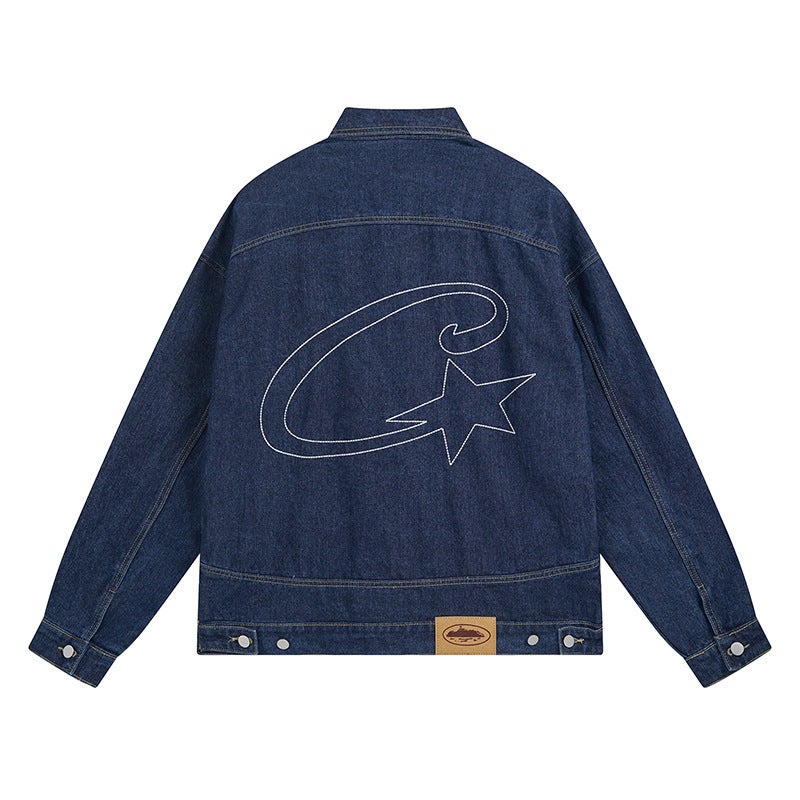 American Fashion Alcatraz Casual Suit High Street Men And Women Couple Trendy Denim Jacket Casual Denim Pants - Image 4