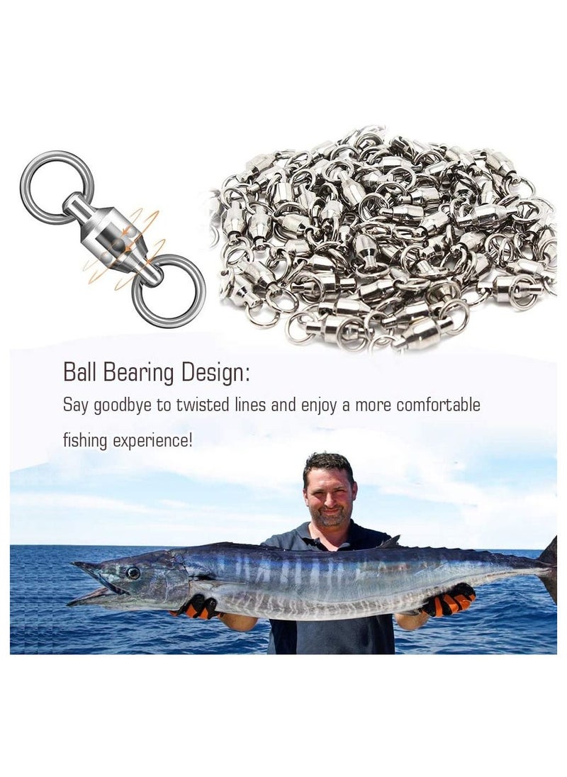 SYOSI Ball Bearing Swivels Connector, 50 Pcs High Strength Stainless Steel Solid Welded Rings Barrel Swivels Saltwater Freshwater Fishing, Fishing Accessories  - Image 2