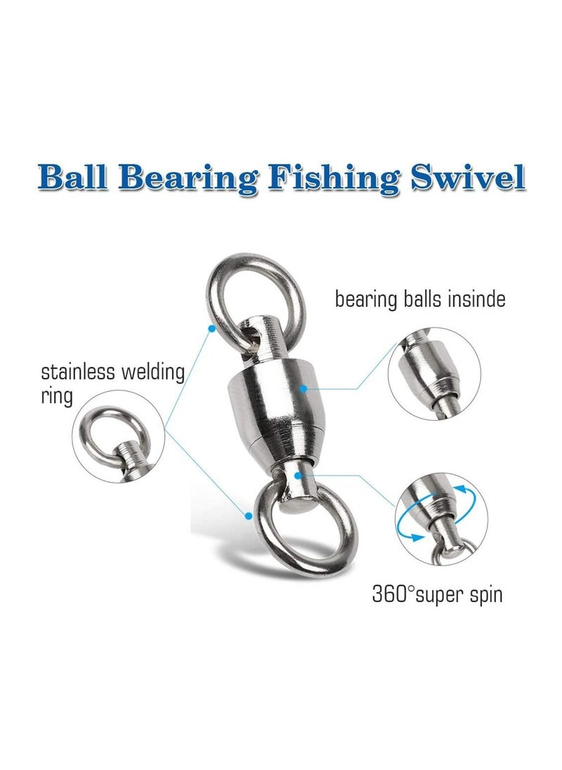 SYOSI Ball Bearing Swivels Connector, 50 Pcs High Strength Stainless Steel Solid Welded Rings Barrel Swivels Saltwater Freshwater Fishing, Fishing Accessories  - Image 3