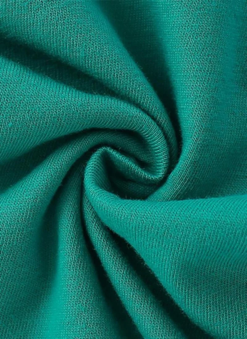 يونيكي Teal Graphic Printed Round Neck Cotton T-shirt