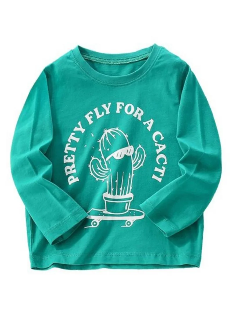 YUNIQEE Teal Graphic Printed Round Neck Cotton T-shirt