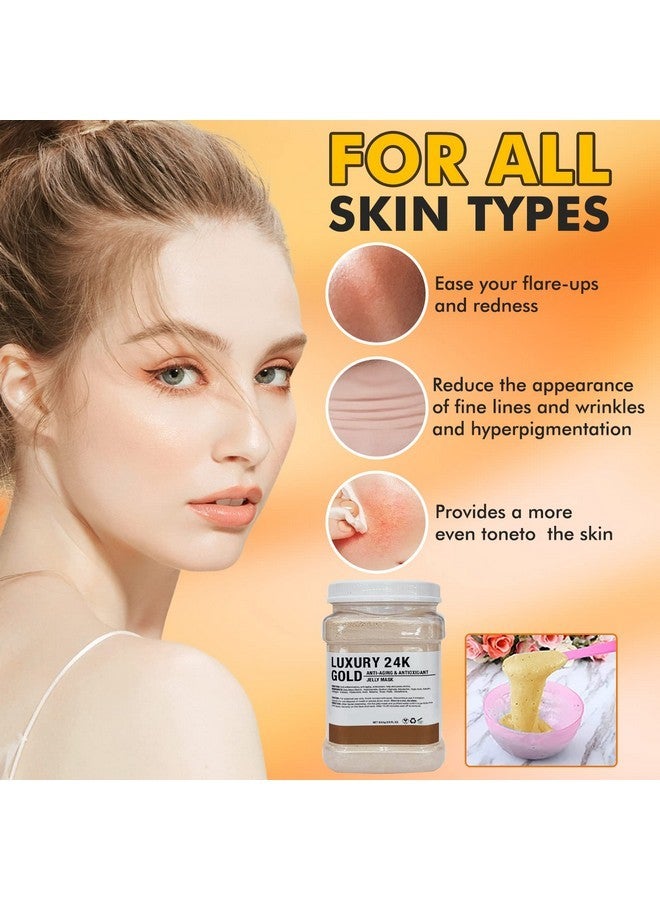 POZTL - POZTL Jelly Mask Powder for Facials, 24K Gold Anti Aging Jelly Face Mask, Professional Peel Off Hydro Face Mask Powder for Fight Fine Lines, Dullness & Uneven Skin Tone, DIY SPA 23 FLOZ Mask Powder - Image 1