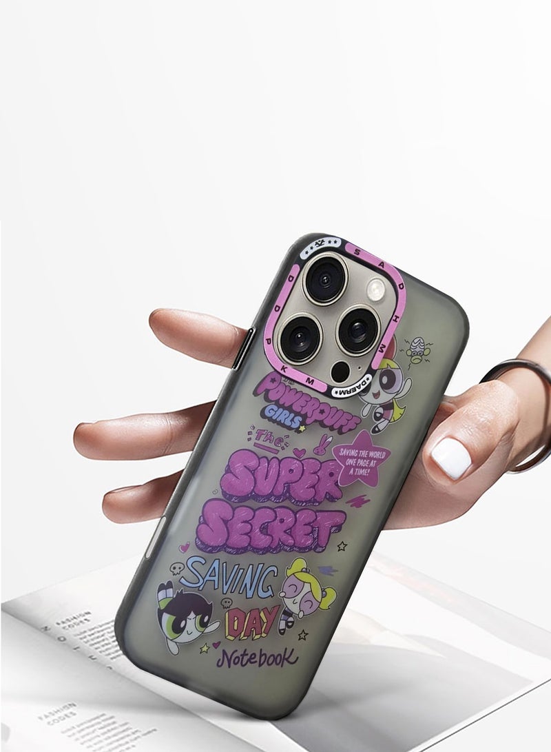Techie Aesthetic PowerPuff Girls  Back Cover Case with Raised Camera Lens Protector for Apple iPhone 16 Pro - Image 4