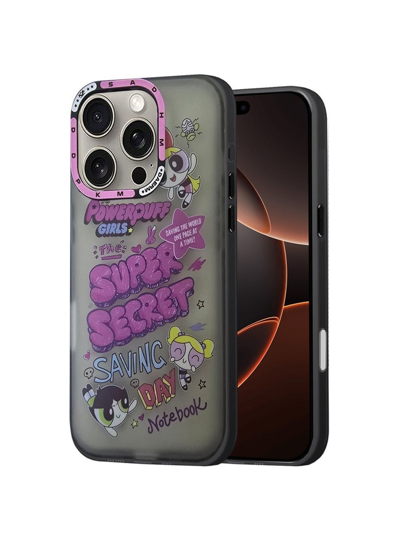 Techie Aesthetic PowerPuff Girls  Back Cover Case with Raised Camera Lens Protector for Apple iPhone 16 Pro - Image 1