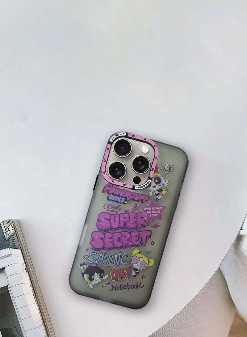 Techie Aesthetic PowerPuff Girls  Back Cover Case with Raised Camera Lens Protector for Apple iPhone 16 Pro - Image 3