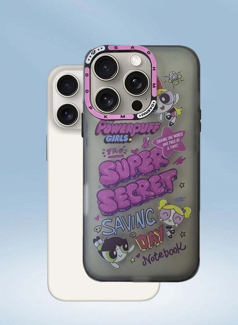 Techie Aesthetic PowerPuff Girls  Back Cover Case with Raised Camera Lens Protector for Apple iPhone 16 Pro - Image 2