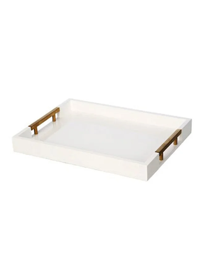 Felli Rectangular Wooden Tray with Handle Matte White and Brown 42 cm Y1K150057-W