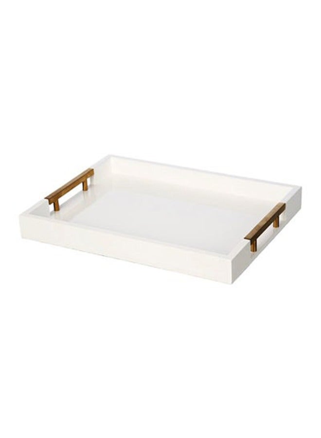 Felli Rectangular Wooden Tray with Handle Matte White and Brown 42 cm Y1K150057-W  - Image 2