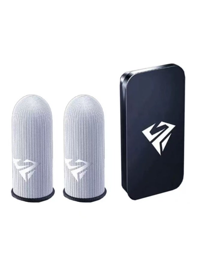 FlyDigi 1 Pair Mobile Game Finger Sleeves - Gray Sweatproof Anti-Slip Touch Screen & Breathable Finger Covers - Image 1