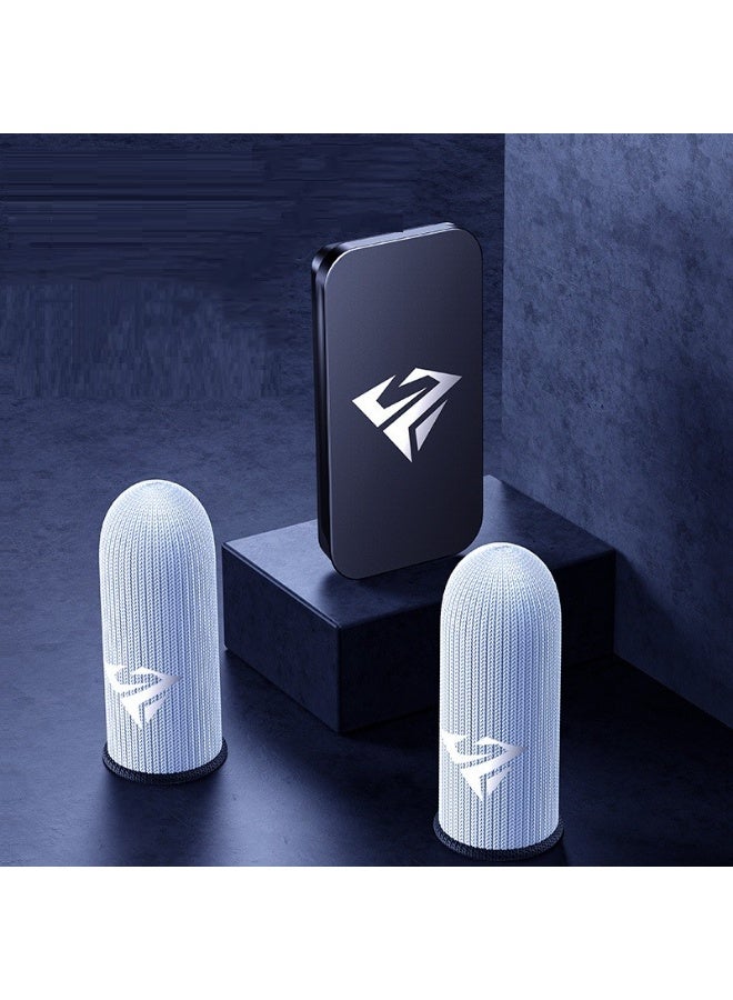 FlyDigi 1 Pair Mobile Game Finger Sleeves - Gray Sweatproof Anti-Slip Touch Screen & Breathable Finger Covers - Image 2