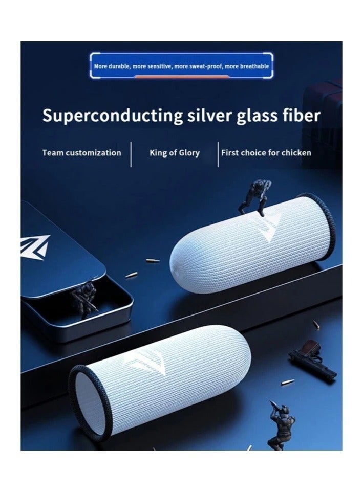 FlyDigi 1 Pair Mobile Game Finger Sleeves - Gray Sweatproof Anti-Slip Touch Screen & Breathable Finger Covers - Image 3