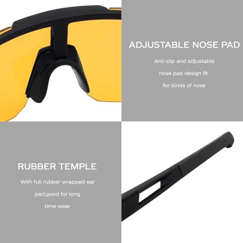 Karsaer Oversized Photochromic Glasses Sports Cycling Sunglasses For Men Stylish Wrap-Around Goggles E1311,Black - Image 3