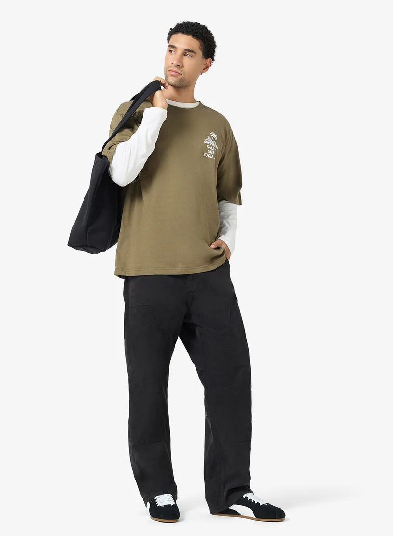 Seventy Five Graphic Crew Neck Oversize Drop Shoulder T-Shirt