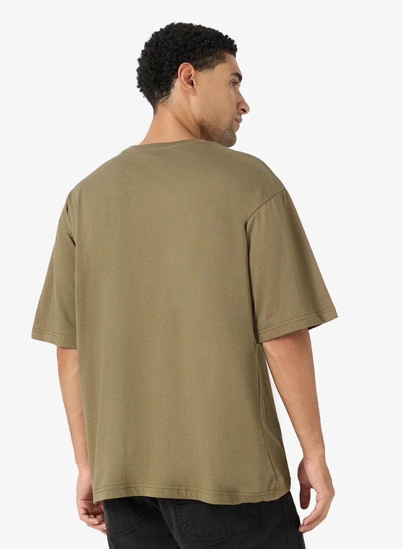 Seventy Five  Graphic Crew Neck Oversize Drop Shoulder T-Shirt for Men | Best Price UAE